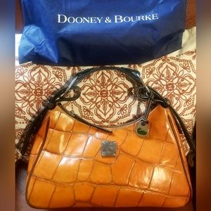Dooney & Bourke Orange Leather Embossed Crocodile Medium Shoulder Bag